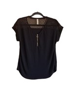Lace Top Zippered Black Shirt Large - $32.49 CAD