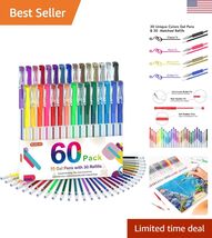 Gel Pens, 60 Pack Gel Pen Set 30 Colored Gel Pen with 30 Refills for Adu... - $21.36