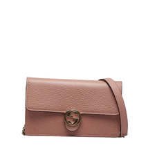 Gucci Interlocking G Chain Wallet Shoulder Bag 2way Pink Leather - £1,438.04 GBP