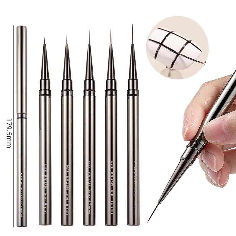 3Pcs/6Pcs/Lot Nail Liner Brush Set Metal Handle Stripe Lines Drawing Flo... - £9.40 GBP+