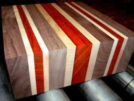 One Large Exotic Padauk, Maple &amp; Walnut Laminated Bowl Blanks Wood 8&quot; X 8&quot; X 3&quot; - £53.64 GBP