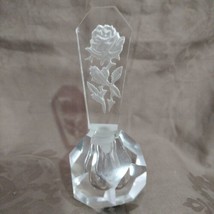 Vtg Hand Cut Crystal perfume Bottle Embossed Roses &amp; Diamond Faceted Bottom... - £21.76 GBP