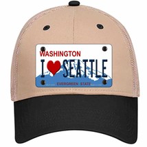 I Love Seattle Washington Novelty Khaki Mesh License Plate Hat - $28.99