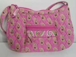 Vera Bradley Bermuda Pink Green Paisley Print Quilted Shoulder Bag Purse - £14.49 GBP