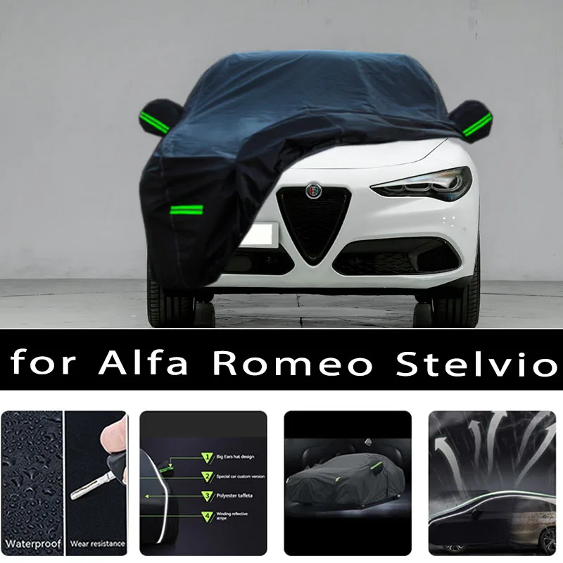 For Alfa Romeo Stelvio Outdoor Protection Full Car Covers Snow Cover Sunshade - £78.32 GBP