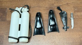 Vtg GI Joe Adventure Team Shark&#39;s Surprise accessories lot tank flippers knife - £23.98 GBP