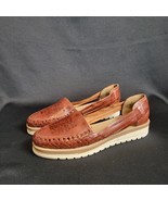 Linea Diamante Huarache Brown Espadrill Leather Woven Shoes Slip On sz 1... - $50.08 CAD