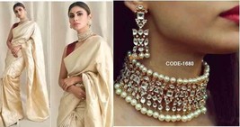 Veroniq Trends-Indian Choker Polki Necklace set,Wedding,Sabyasachi,Diamond,Pearl - £165.19 GBP