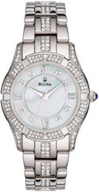 Bulova 96L116 Women&#39;s Dress Swarovski Crystals MOP Dial Stainless Steel Watch - £111.28 GBP
