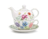 Burton and Burton Teapot Stacked Spring Mixed Blooms And Greenery Gift  - $45.23