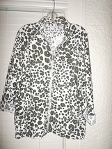 Chico&#39;s Weekends Spot Sit Animal Print French Terry Jacket NWT$69 Chicos 2 M/L - £15.89 GBP