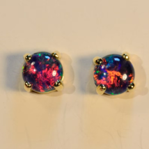 Fiery Genuine Australian Black Fire Opal Earring 925 Silver Handmade Earrings - £83.09 GBP