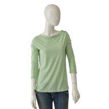 Tory Burch Green Stripes Silk &amp; Cotton Top 3/4 Sleeves Blouse size S - $58.41