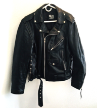 Vtg 80s U Mr Inc Leather Jacket Motorcycle Biker Rider Zip Blk Measureme... - £265.02 GBP