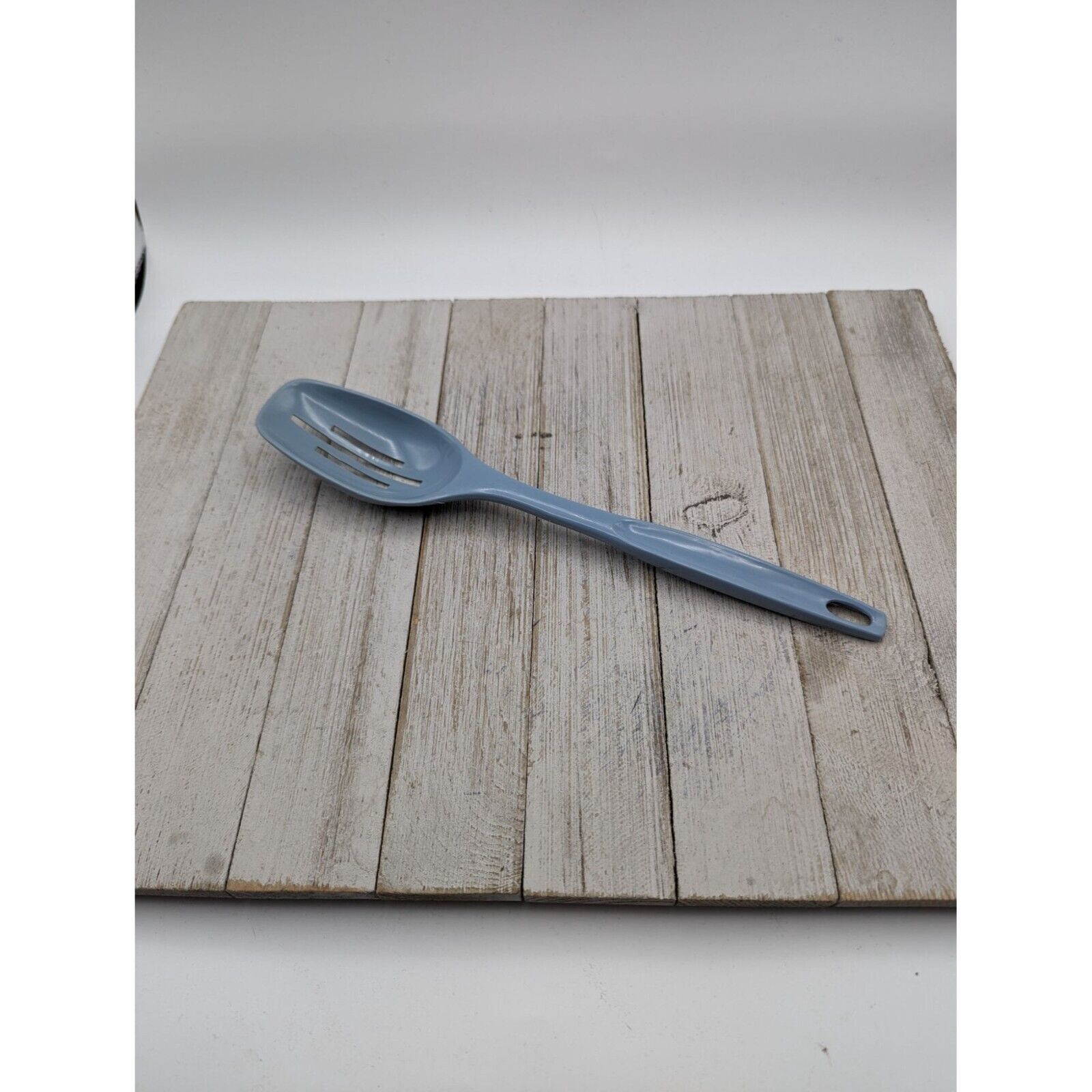Primary image for Vintage Foley #1 Country Blue Nylon Plastic Slotted Spoon 11"