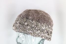 Vintage 20s 30s Roaring 20s Flapper Girl Woven Pillbox Hat Cap Silver Womens USA - £64.26 GBP