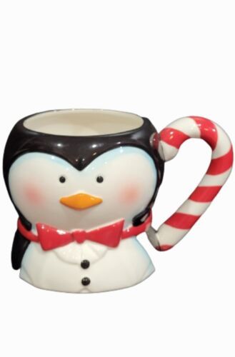 Pier 1 Imports Hand Painted Christmas Penguin Coffee Mug Large 20 oz - $17.80