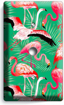 Pink Flamingo Tropical Palm Pattern Light Dimmer Cable Wall Plate Room Art Decor - £8.16 GBP