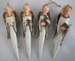 Vintage Lot of 4 Ceramic 5 in Blonde Angel Icicle Ornaments - $24.74