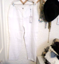 Gerry Weber Womens Size 12 R Vicky Feminine Fit White Linen Pants NWT - £27.18 GBP