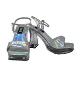 Vintage Y2K LEI Holographic Platform 4&quot; Chunky Block Heel Sandals Size 7... - $3,635.34 MXN
