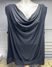 Style &amp; Co Black Sleeveless Tank Shirt Top Silver Rhinestones Women’s Pl... - £14.48 GBP