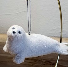 Darling Fuzzy  White Seal Christmas Tree Ornament 4 Inches Long See Pict... - $6.29