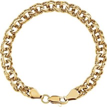 14k Yellow Gold 7 MM Solid Double Link Charm Bracelet Size 7 - $109,457.66 MXN