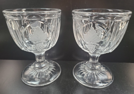 2 Imperial Glass Magnet &amp; Grape Frosted Leaf Open Sugar Bowls Set Vintage Clear - £36.95 GBP