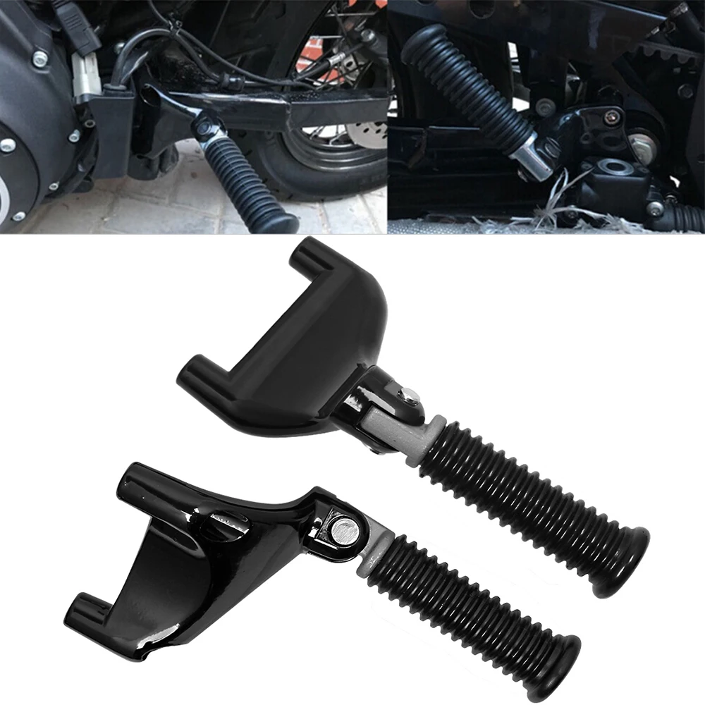 Motorcycle Black Rear Passenger Footrests Foot Pegs Pedal Mount For Harley - £33.68 GBP