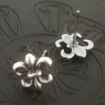 Chrome Silver Earrings Stud Dutch Designer Von Plein CH + mm6 Fleur D Lis/Hearts - £10.75 GBP