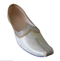 Men Shoes Indian Wedding Mojari Handmade Groom Loafers Jutties Cream US 6-10 - £43.14 GBP