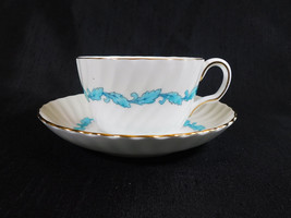 Minton Teacup and Saucer in Ardmore Ivory and Turquoise # 23097 - $24.70