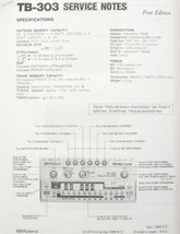 Roland TB 303 1980&#39;s Sequencer Synthesizer Service Notes Sheets, Reproduction - £9.34 GBP