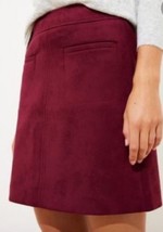 Loft Faux Suede Pocket Shift Mini Skirt Deep Ruby Size 6 - £22.36 GBP