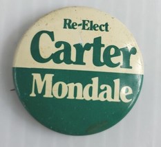 Vtg 1970s RE-ELECT President JIMMY CARTER WALTER MONDALE Pinback Button ... - £3.93 GBP