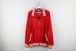 Vtg 90s Pierre Cardin Mens L Candy Cane Striped Velour Track Tennis Jacket USA - £68.89 GBP