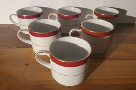 Muirfield 8943 Royal Bordeaux Red Band Gold trim Cup Mug Lot Of 6 - £38.91 GBP