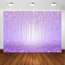 Purple Glitter Backdrop For Girl Birthday Party Sweet 16 Photoshoot Purple Shiny - £26.63 GBP