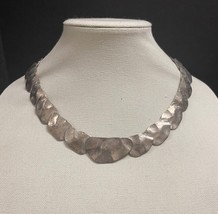 Chico’s Silver Tone Necklace Hammered Metal Bib Vintage - $15.00