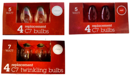 Sylvania C7 Christmas Light Bulbs Transparent 4 pk 5W ~ Choose Color - £7.42 GBP+