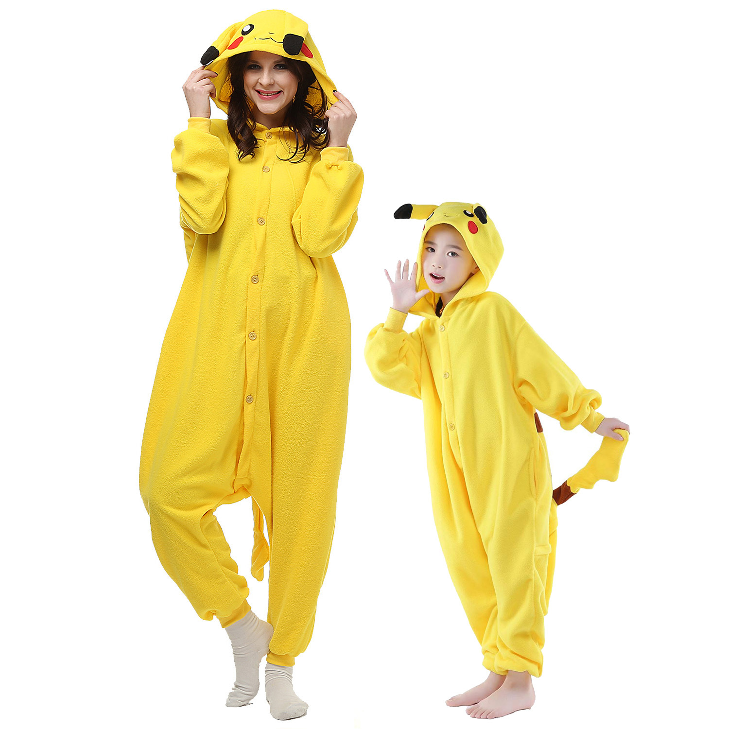 Pikachu Adult Child Onesies Cartoon Kigurumi Pajamas Halloween Cosplay