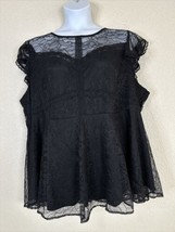 NWT Torrid Womens Plus Size 4 (4X) Black Lace Babydoll Top Flutter Sleeve - £18.54 GBP