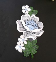 6pc Tulip Flower White / Light Blue Patch Motif 5-1/2 x 3" /14cm x 7cm A88 - $5.99