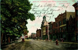 Vtg Postcard 1907 Jackson Michigan MI - Main Street Looking East From Courthouse - £10.86 GBP