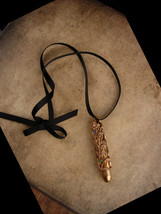 vintage victorian jeweled pendant necklace / ornate pen - victorian rhinestone f - £51.94 GBP
