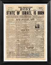 Framed 18X24&quot; Repro 1948 Palestine Post State Of Israel Is Born (Support Israel) - £111.08 GBP