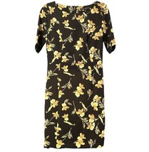 WHBM White House Black Market Womens Black Yellow Floral 1/2 Sleeve Dress Size 6 - £11.77 GBP