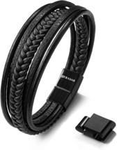 NauticalMart Leather Bracelet for Men in Black &amp; Brown - £31.16 GBP