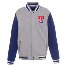 MLB Texas Rangers Reversible Full Snap Fleece Jacket JH Design  2 Front Logos  - £94.27 GBP